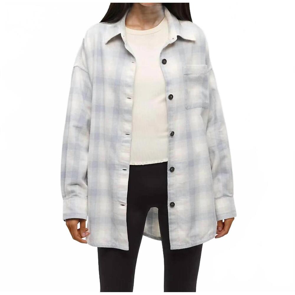 NEW TENTREE fernwood flannel shirt in harbour grey shadow plaid